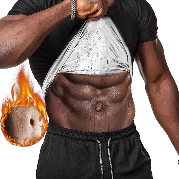 Camiseta moldeadora de sudor para hombre, camiseta con captura de calor, chaleco de Sauna para pérdida de peso, entrenamiento de polímero, traje de Wasit Trainer Burning Man