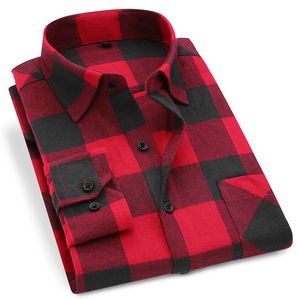 Hommes flanelle chemise à carreaux coton printemps automne décontracté à manches longues chemise doux confort Slim Fit Styles marque homme grande taille