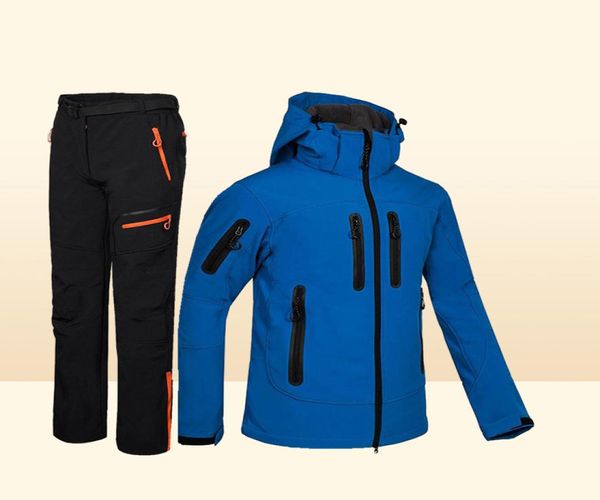 Hommes polaire Softshell veste et pantalon hiver imperméable chaud randonnée veste ensemble en plein air Camping pêche chasse Trekking Ski costume5188773