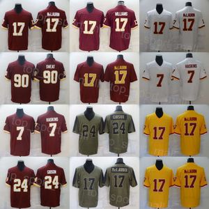 Hommes Football 17 Terry McLaurin Jersey 90 Montez Sweat 7 Dwayne Haskins 24 Antonio Gibson Army Green Salute To Service Rouge Blanc Jaune Couture Couleur Rush