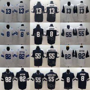 Hommes Football 55 Leighton Vander Esch Maillots 13 Michael Gallup 8 Troy Aikman 82 Jason Witten Vapor Intouchable Color Rush Thanksgiving Bleu Marine Blanc Cousu Équipe