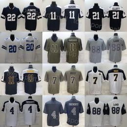 Men de football 88 Ceedee Lamb Jersey 4 Dak Prescott 21 Ezekiel Elliott 20 Tony Pollard 11 Micah Parsons 7 Trevon Diggs Blue White Thanksgiving Army Green Color Rush