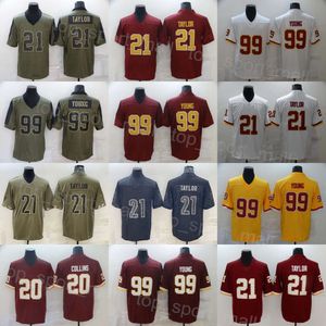 Hommes Football 99 Chase Young Jerseys 21 Sean Taylor Vintage Broderie et couture Couleur Rush Salut au service Retournez l'horloge pour les fans de sport Vapor Intouchable