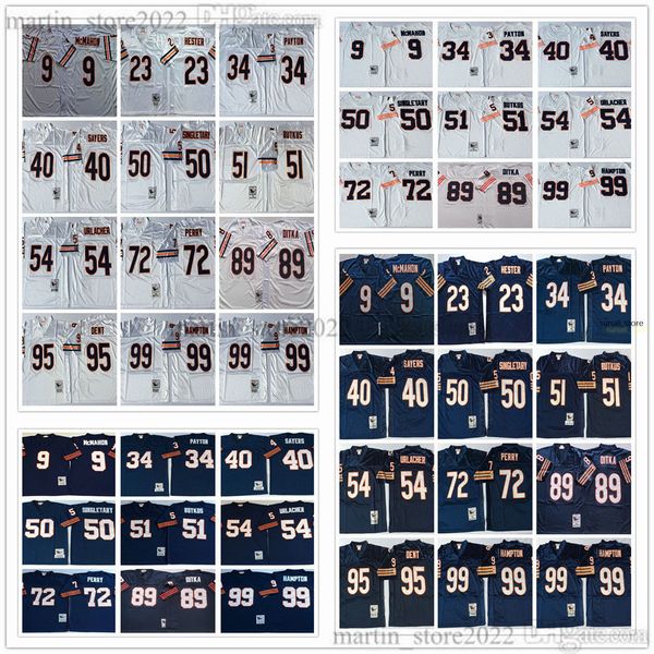 Camisetas de fútbol para hombres Jim McMahon Devin Hester Walter Payton Gale Sayers Mike Singletary Ditka Dick Butkus Brian Urlacher Perry Hampton Richard Dent Dan Hampton