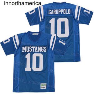 Men Football Meadows Mustangs High School 10 Jimmy Garroppolo Jersey Hip Hop Moive College Bordery y coser Hiphop para Fans Sport Team Color azul