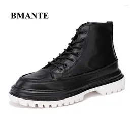 Hommes pour chaussures Bmante 503 décontracté en cuir véritable haut bottines baskets Design plate-forme à lacets Zip hiver Platm