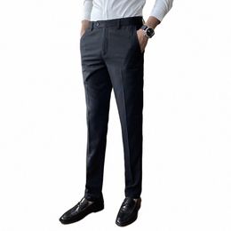 Pantalon de costume d'affaires formel pour hommes, noir/gris/marine/rouge vin, pantalon Simple, taille 28-42, R59T #