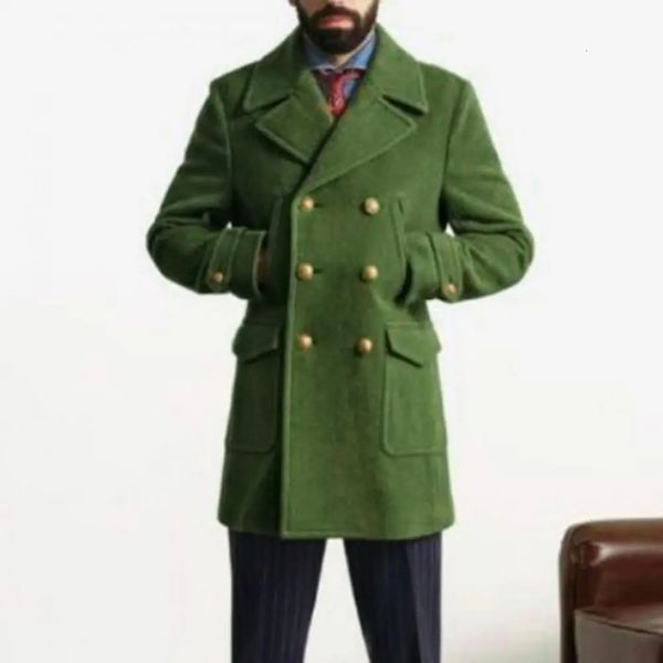 Hommes manteau formel hommes veste Style britannique hommes double boutonnage Trench manteau épais à manches longues Cardigan avec encoche pour automne hiver 240118