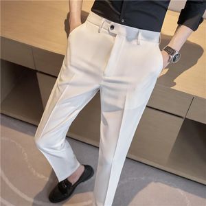 Hommes vêtements de cérémonie robe de mariée pantalon qualité Stretch Boutique costumes pantalon mâle Style britannique costume d'affaires décontracté 240305