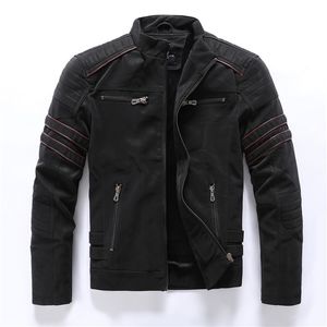 Men Frosted Leather Jacket Autumn Winter Fleece Slim Fit Fashion Motorcycle Bomber Jackets Hoge kwaliteit PU Leer Causale lagen 220816