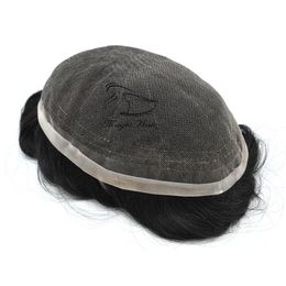 Perruque de cheveux humains brésiliens Remy pour hommes, toupet en dentelle complète, confortable comme leurs propres cheveux (Full Lace)