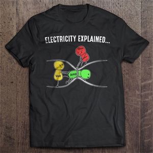 Men Funny T -shirt Fashion T -shirt Elektriciteit uitgelegd - OHMS LAW VERSION2 Mode T -shirt Men Cotton Brand Teeshirt 220507