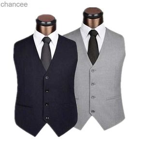 Hommes Gentleman costume gilet mince mode 4 boutons affaires décontracté printemps automne grande taille gilet homme hauts noir/gris/bleu foncé HKD230828