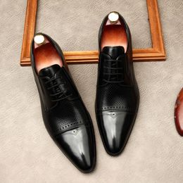 Hommes en cuir véritable chaussures habillées noir chaussures d'affaires italiennes à lacets formel mariage élégant fête Oxford chaussure taille 11 12