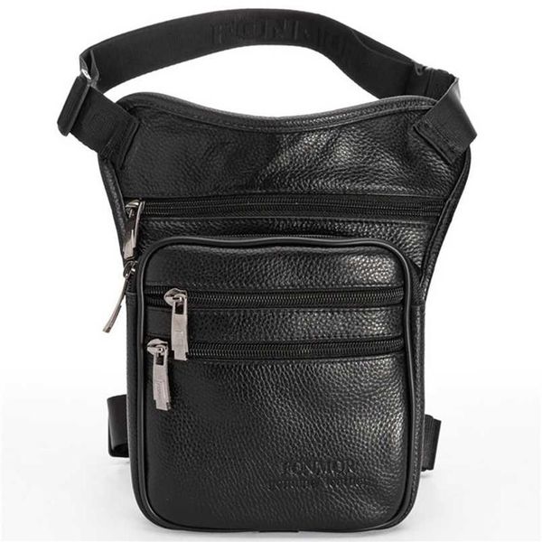 Hommes en cuir véritable goutte jambe sac taille bandoulière sac banane ceinture hanche bum voyage équitation moto messager épaule 2110062509