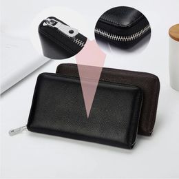 Hommes en cuir véritable multi-cartes fentes téléphone sac porte-clés pince à billets portefeuille