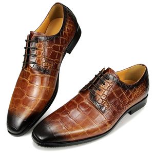 Hommes chaussures en cuir véritable chaussures Derby de haute qualité robe de mariée chaussures formelles motif Crocodile chaussures en cuir décontractées classiques