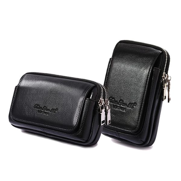 Hombres Cuero genuino Cintura Fanny Pack Cinturón Bolsa Monedero Cigarrillo ID Titular de la tarjeta Bolsa de bolsillo Bum CellMobile Funda para teléfono Bolsas 240308