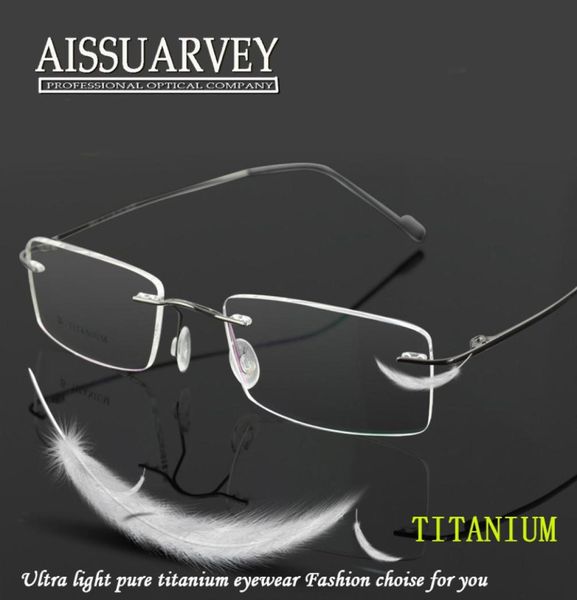 Monturas de gafas para hombre, gafas finas sin montura de titanio a la moda, gafas graduadas de alta calidad, gafas flexibles 8404628