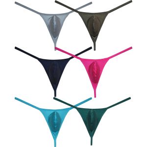 Mannen glanzende spandex string zakje ondergoed g-string mini bikini sexy micro tanga's t-back ondergoed