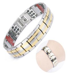 MEN GOUD BRACKET POPULAIRE DROP BANGELS Polscharms Germanium Magnetic Health H Power Titanium Bracelet Jewelry3979301