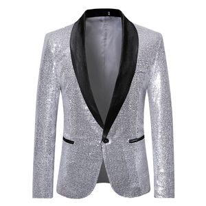 Hommes or argent paillettes brillant Blazers costume veste hommes mode boîte de nuit DJ scène performances fête de mariage veste manteau