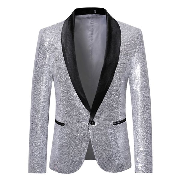 Hombres Oro Plata Lentejuelas Brillantes Blazers Traje Chaqueta Hombres Moda Night Club DJ Escenario Actuaciones Boda Fiesta Chaqueta Abrigo 220812