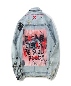 Hommes graffiti en denim veste streetwear 2020 hip hop patchwork décontracté jeans punk rock vintage manteaux provives chaquetas hombre8023823