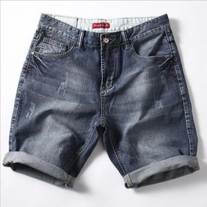 Men Gray Denim Shorts Jeans broek goede kwaliteit mannen katoenen knie lengte korte jeans zomermannelijk grote denim shorts 42 240523