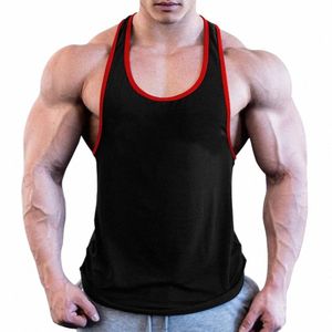 Mannen Gym Singlet Stringer Spier Tank Tops Fitn Sport Shirt Y BACK Racer Workout Vest P2vp #