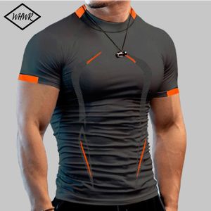 Men Gym Sports T-shirt shirts slanke fit t-shirt mannen snel droog lopende shirt heren training T-stukken fitness tops extra grote t-shirt 240415