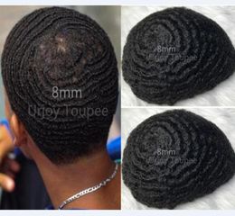 Men de cheveux Pieces pour hommes Unité de cheveux 8 mm vague en dentelle complète Toupee 10a Indien Vierge Human Hair Remplacement Perrette pour hommes 6780903