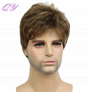 Hommes cheveux synthétiques brun ombre lin couleur courte courte hommes 039S Wig Fashion Style pour l'homme quotidien ou fête ajusté S4282788