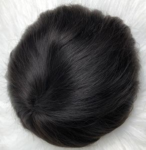 Système de cheveux pour hommes Full Thin Skin Toupee Hommes Postiches Full PU Toupee Noir 1B Brésilien Vierge Remy Remplacement de cheveux humains pour hommes noirs