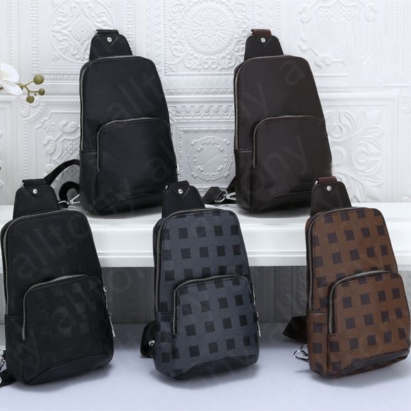 Bolso de hombre Crossbody Bolsos de hombro carteras bolsas de mensajero rejilla negra diseñador Monedero Almacenamiento de teléfono móvil para hombre bolso de pecho Bolsos de hombre Con caja