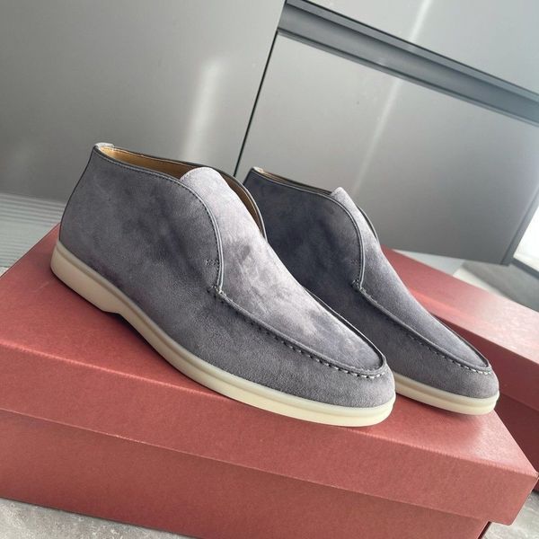 Zapatos de mocasín LP hechos a mano para hombre Zapato de vestir abierto de verano para caminar Mocasines Dhgate Suela de goma Fiesta de caballero Caminando Zapatos bajos de gamuza de vaca Piana Oxfords para mujer