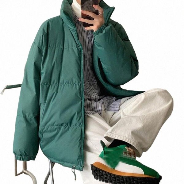 Hommes Harajuku Manteau de pain coloré Veste d'hiver 2021 Mens Streetwear Hip Hop Parka Coréen Vert Noir Vêtements Vestes chaudes o8eN #