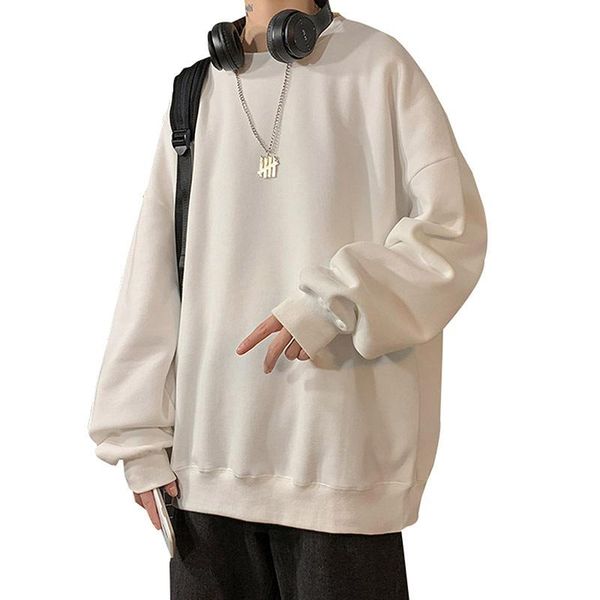 Sudaderas con capucha Harajuku para hombre, ropa de calle de gran tamaño, camisetas holgadas negras con cuello redondo, sudadera básica de invierno de Hip Hop para hombre