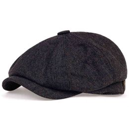 Cappelli da uomo Venditore di giornali Peaky Autunno Vintage Fishbone Octagon Cap Donna Casual Berretti a righe Gatsby Cappello piatto J220722