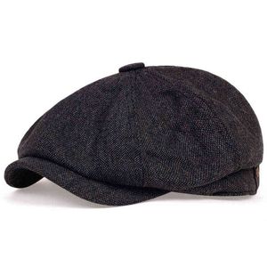 Mannen Hoeden Krant Verkoper Peaky Herfst Vintage Fishbone Octagon Cap Vrouwen Casual Streep Baretten Gatsby Platte Hoed J220722