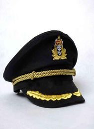 Hommes chapeaux Sailor Captain Hat Black White Uniforms Costume Party Cosplay Stage Perform Flat Navy Military Cap pour les femmes adultes3552953