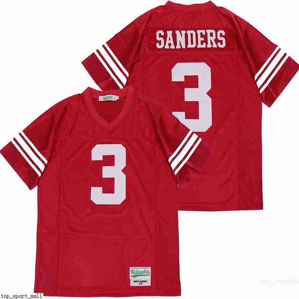 Hommes Heritage Hall High School Football 3 Barry Sanders Jersey Respirant Pur Coton Équipe Couleur Rouge Broderie Et Couture Top Qualité comme