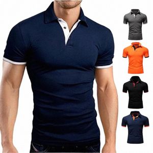 Hommes de haute qualité Polos d'été à manches courtes Casual Busin Chemises Top Jersey Jersey Sportswear Col Polo Tshirt 5XL D1UM #