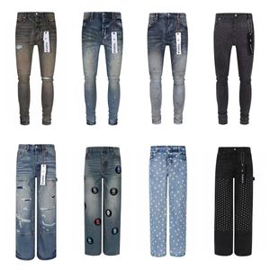 Hombres Vintage de alta calidad Do Jeans usados Old Wash Moda Fashion Youth Youth Slim Pants AM Broken Male29-40