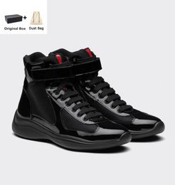 Hommes haut de gamme Americas Cup formateur chaussures vélo tissu en cuir verni Sneaker plate-forme semelle maille souffle en plein air en gros remise décontracté réveil