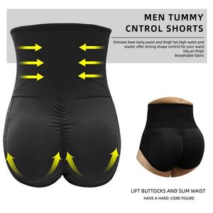 Mannen Hoge Taille Tummy Controle Korte Slipje Afslanken Body Shaper Shorts Butt Lifter Shapewear Fitness Vormgeven Ondergoed Plus Size271Y