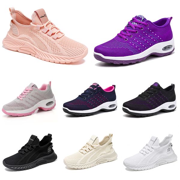 Hombres zapatos de excursión nuevas mujeres corriendo zapatos planos suave moda púrpura blanco negro cómodo bloqueo de color deportivo Q61 gai 144