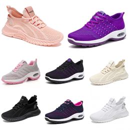 Hommes randonnée femmes nouvelles chaussures de course plates semelle souple mode violet blanc noir confortable sport couleur blocage Q77 GAI 61822