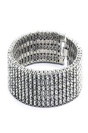 Hommes Hip Hop 6 rangées or ton argent CZ glacé Bling Bling Tenns Bracelet 8quotinch 25mm simuler des bracelets de diamants Braceles4885200