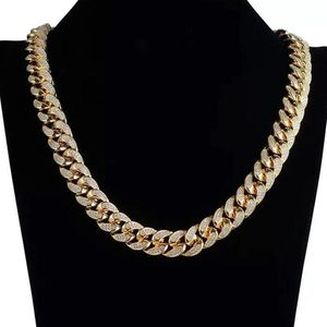 Hommes Hip Hop Big Collier Gold Top Quality Copper Micro-inserts White Diamond Miami Colliers de chaîne cubaine Menti